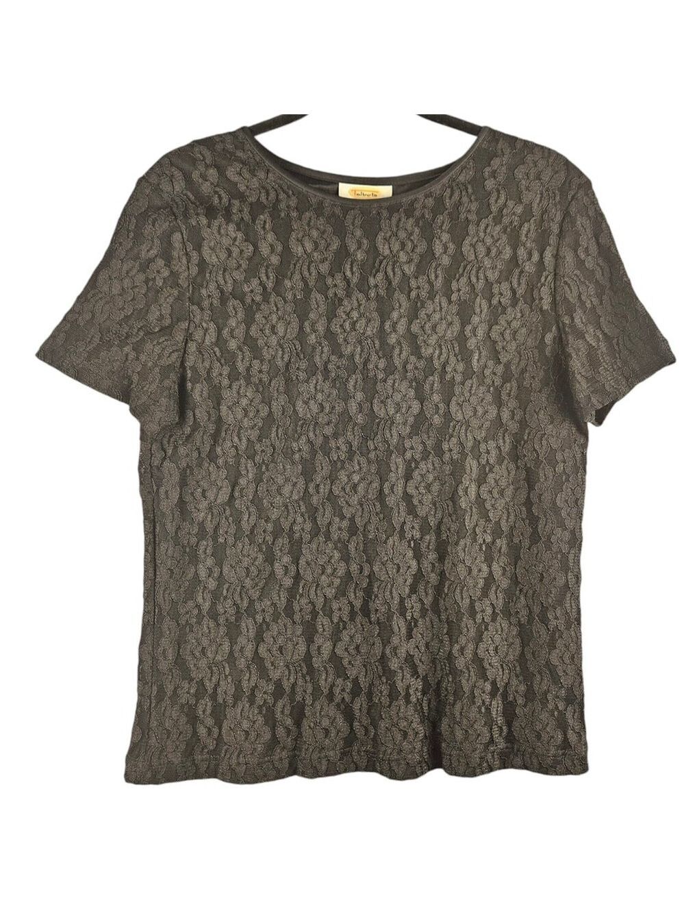 Vintage Talbots Women's Lace Overlay Blouse Medium Made in USA Elegant Black...